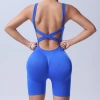 New cross-border seamless peach-butt yoga pants, cross-back sexy one-piece fitness wear and yoga wear set for women's summer details Picture